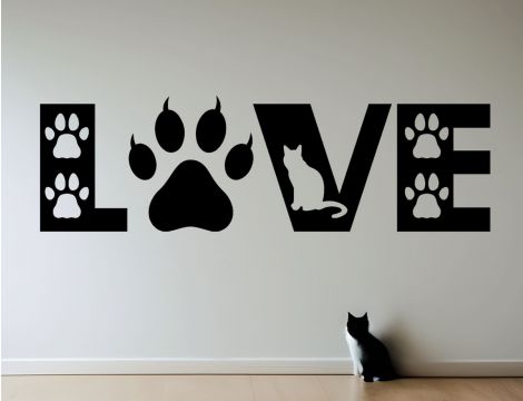 Naklejka na ścianę LOVE - kocham koty